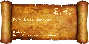 Rákosy Andor névjegykártya