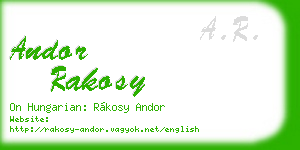 andor rakosy business card